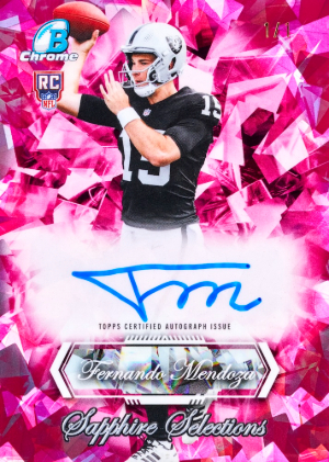 2026 Bowman Sapphire Football Sapphire Selections Auto Padparadscha Fernando Mendoza MOCK UP