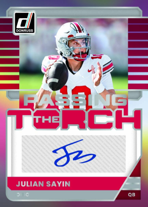 2026 Donruss Football Passing the Torch Auto Julian Sayin MOCK UP 2026 Donruss Football Passing the Torch Auto Julian Sayin MOCK UP
