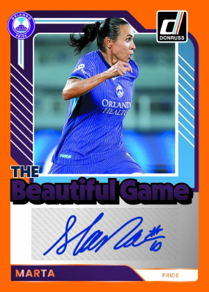 2026 Donruss NWSL Soccer The Beautiful Game Auto Orange Marta MOCK UP