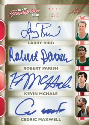 2026 Leaf City of Champions MultiSport Championship Quad Auto Larry Bird, Robert Parish, Kevin McHale, Cedric Maxwell MOCK UP