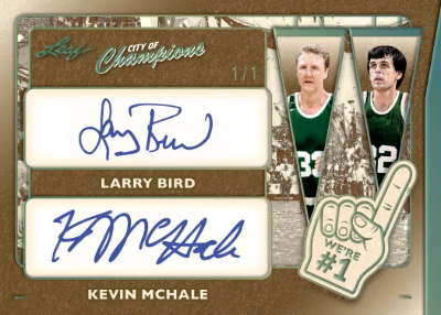 2026 Leaf City of Champions MultiSport We're Number 1 Dual Auto Larry Bird, Kevin McHale MOCK UP