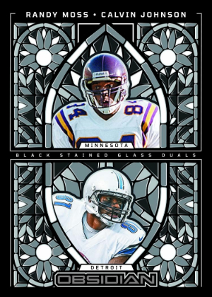 2026 Panini Obsidian Football Black Stained Glass Duals Randy Moss, Calvin Johnson MOCK UP