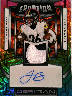 2026 Panini Obsidian Football Eruption Material Auto Neon FOTL Leveon Bell