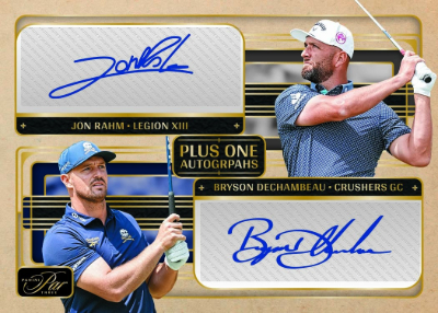 2026 Panini Par Three LIV Golf Plus One Autographs Holo Gold Jon Rahm, Bryson DeChambeau MOCK UP 2026 Panini Par Three LIV Golf Plus One Autographs Holo Gold Jon Rahm, Bryson DeChambeau MOCK UP