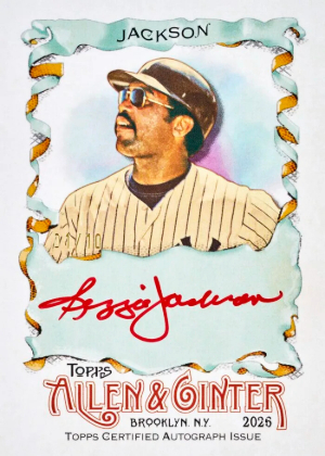 2026 Topps Allen Ginter Baseball Full-Size Auto Red Ink Reggie Jackson MOCK UP 2026 Topps Allen Ginter Baseball Full-Size Auto Red Ink Reggie Jackson MOCK UP