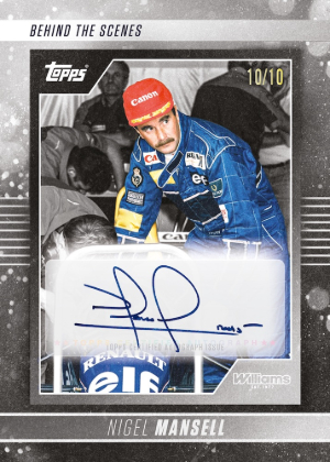 2026 Topps Atlassian Williams Racing Formula 1 Base Behind the Scenes Auto Black Nigel Mansell MOCK UP 2026 Topps Atlassian Williams Racing Formula 1 Base Behind the Scenes Auto Black Nigel Mansell MOCK UP