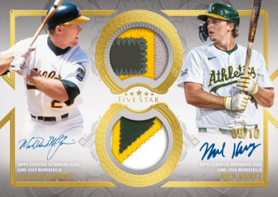 2026 Topps Five Star Baseball Dual Autograph Patch Mark McGwire, Nick Kurtz MOCK UP 2026 Topps Five Star Baseball Dual Autograph Patch Mark McGwire, Nick Kurtz MOCK UP