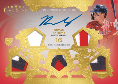 2026 Topps Five Star Baseball Quituple Relic Auto Red Roman Anthony MOCK UP 2026 Topps Five Star Baseball Quituple Relic Auto Red Roman Anthony MOCK UP