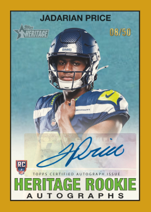 2026 Topps Heritage Football Heritage Rookie Auto Gold Jadarian Price MOCK UP 2026 Topps Heritage Football Heritage Rookie Auto Gold Jadarian Price MOCK UP