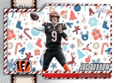 2026 Topps Holiday Football Base Holiday Spirit Variation Joe Burrow MOCK UP 2026 Topps Holiday Football Base Holiday Spirit Variation Joe Burrow MOCK UP