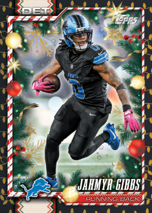 2026 Topps Holiday Football Base Metallic Holiday Warm White Lights Jahmyr Gibbs MOCK UP 2026 Topps Holiday Football Base Metallic Holiday Warm White Lights Jahmyr Gibbs MOCK UP