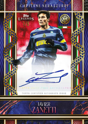 2026 Topps Legends Internazionale Milano Soccer Capitani Nerazzurri Auto Red Javier Zanetti MOCK UP