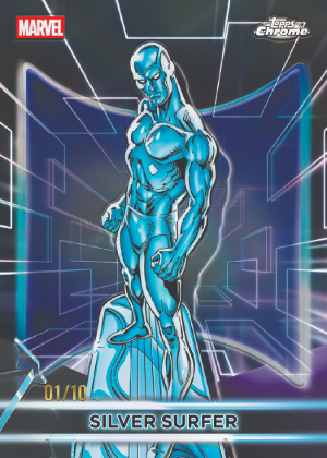 2026 Topps Neon Marvel Base Chrome Neon Etch Variation Silver Surfer MOCK UP 2026 Topps Neon Marvel Base Chrome Neon Etch Variation Silver Surfer MOCK UP