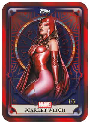 2026 Topps Neon Marvel Neon Tarots Red Foil Scarlet Witch MOCK UP 2026 Topps Neon Marvel Neon Tarots Red Foil Scarlet Witch MOCK UP
