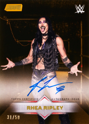 2026 Topps Stadium Club WWE Base Auto Gold Rhea Ripley MOCK UP 2026 Topps Stadium Club WWE Base Auto Gold Rhea Ripley MOCK UP